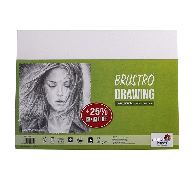 Brustro Drawing Papers 200GSM A5 Pack Of 32+8 Sheets