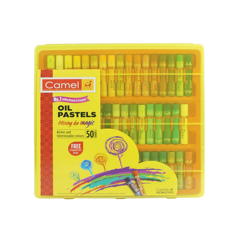 Camel Oil Pastel with Reusable Plastic Box - 50 Shades 