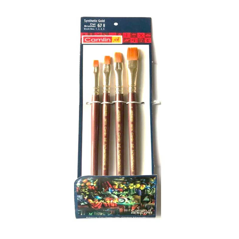 Camel Paint Brush Series 67 - Flat Synthetic Gold, Set of 4