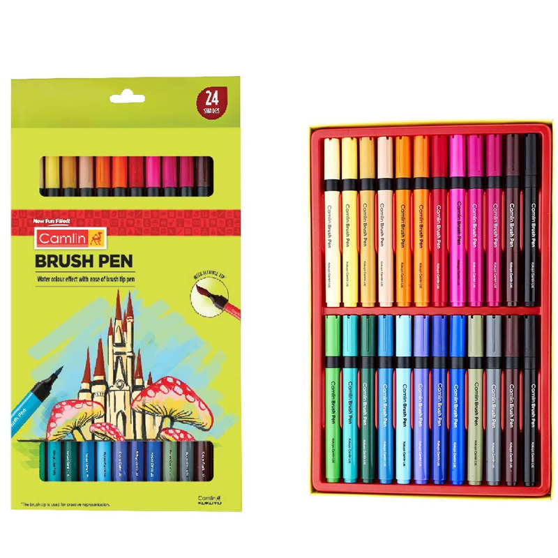 Camlin Kokuyo Brush Pens, 24 Shades (Multicolor) 