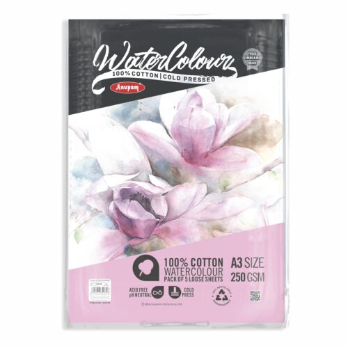 Anupam 100% Cotton Water Colour Paper (Cold Press Loose Sheets) – 250GSM