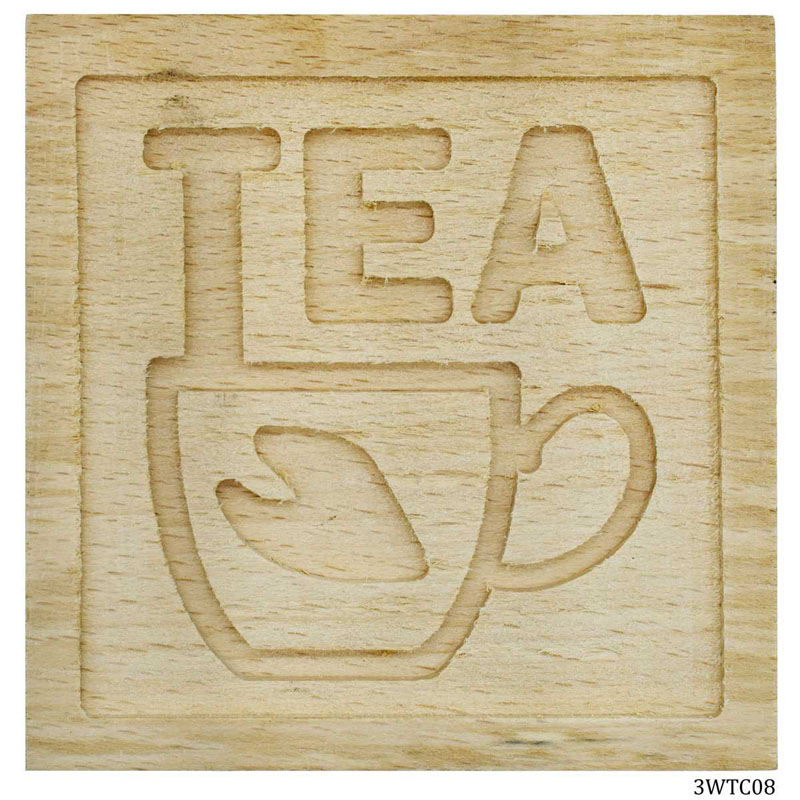 3D Wooden Tea Coaster Square 3WTC08