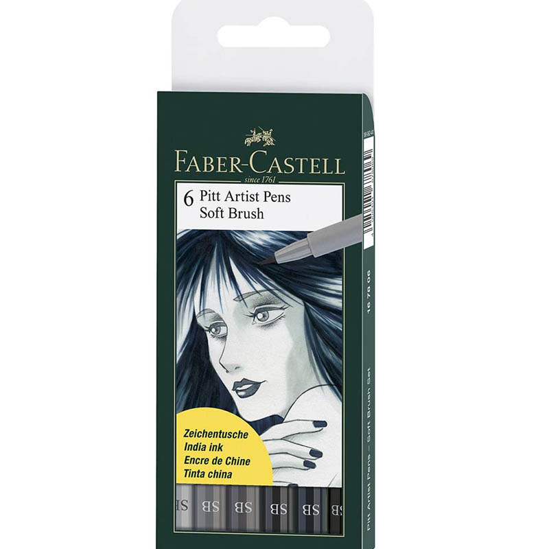 Faber Castell Pitt Artist Soft Brush Color Pen Set - Pack of 6