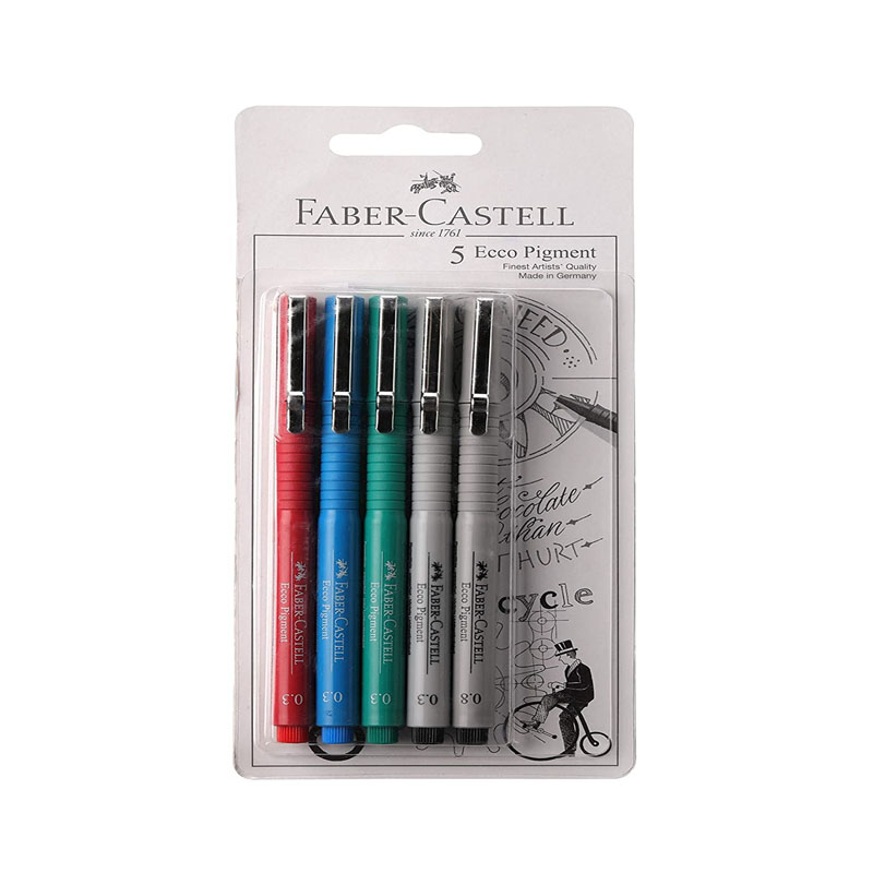 Ecco Pigment Fibre Tip Pen (0.3/0.3/0.3/0.3/0.8) Set D