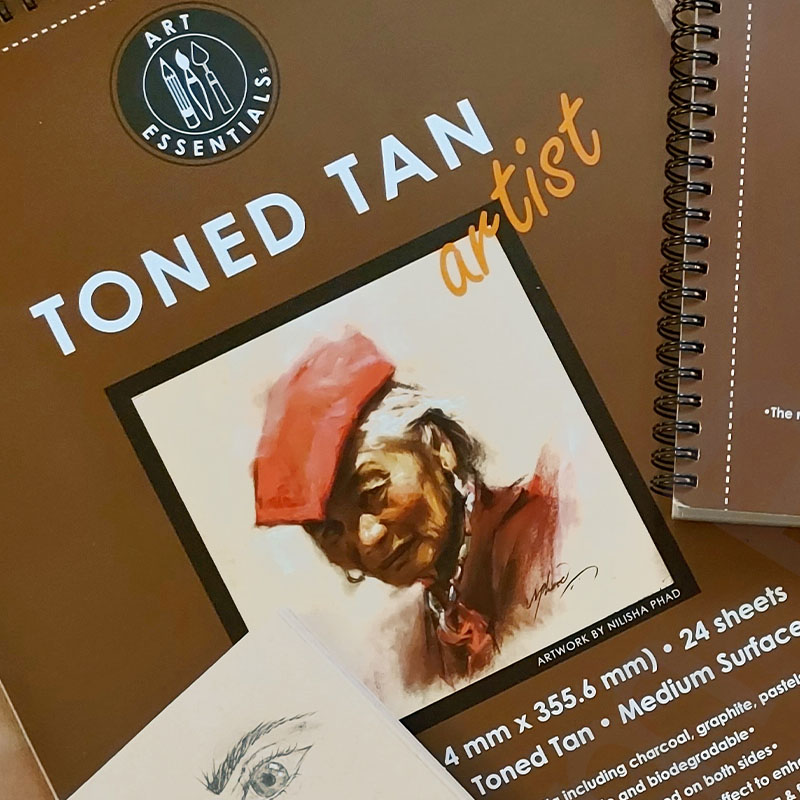 Art Essentials Toned Sketch Artist A3 Warm Tan Medium Surface 120 GSM Paper, Polypack of 10 Sheets