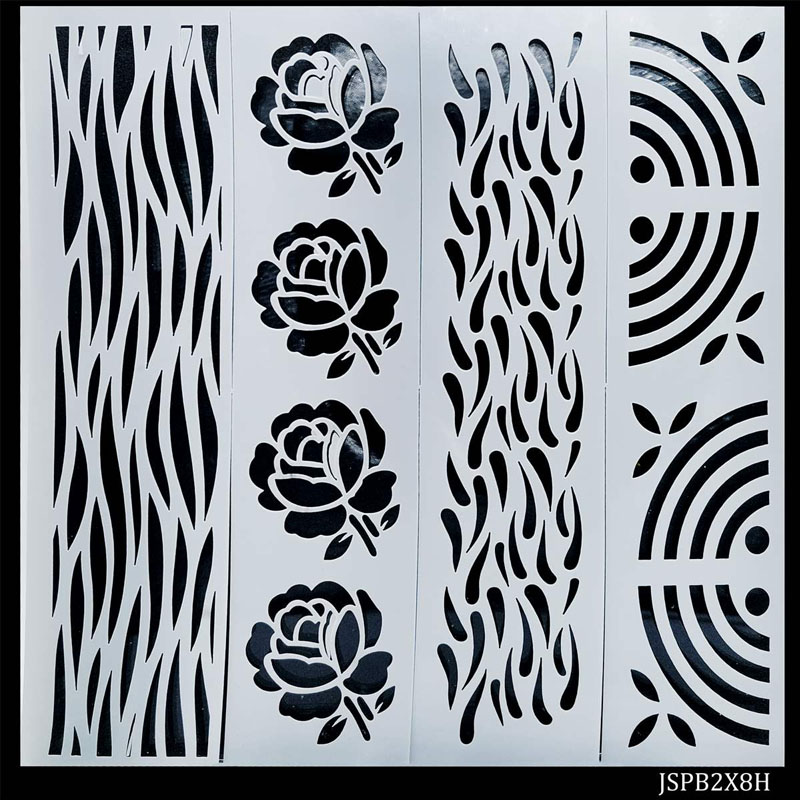Jags Stencil Plastic Border 4in1 2x8 Inch JSPB2X8H