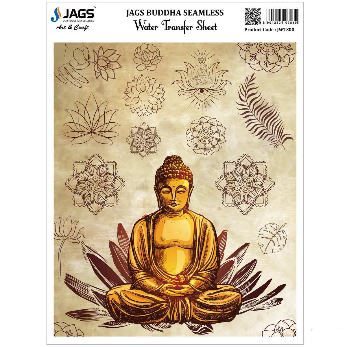 Jags Water Transfer Sheet Buddha Seamless JWTS00